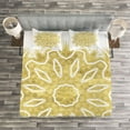 thumbnail image 3 of Ambesonne Mandala Quilted Bedspread Set 3 Pcs, Oriental Modern Pattern, Queen Size, Pale Yellow and White, 3 of 3