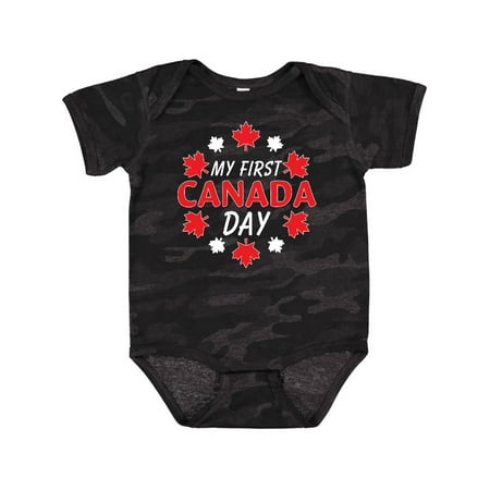 

Inktastic My First Canada Day with Red and White Maple Leaves Gift Baby Boy or Baby Girl Bodysuit