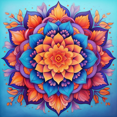 thumbnail image 1 of Orange Blue Floral Mandala - DIY Diamond Painting, 1 of 6