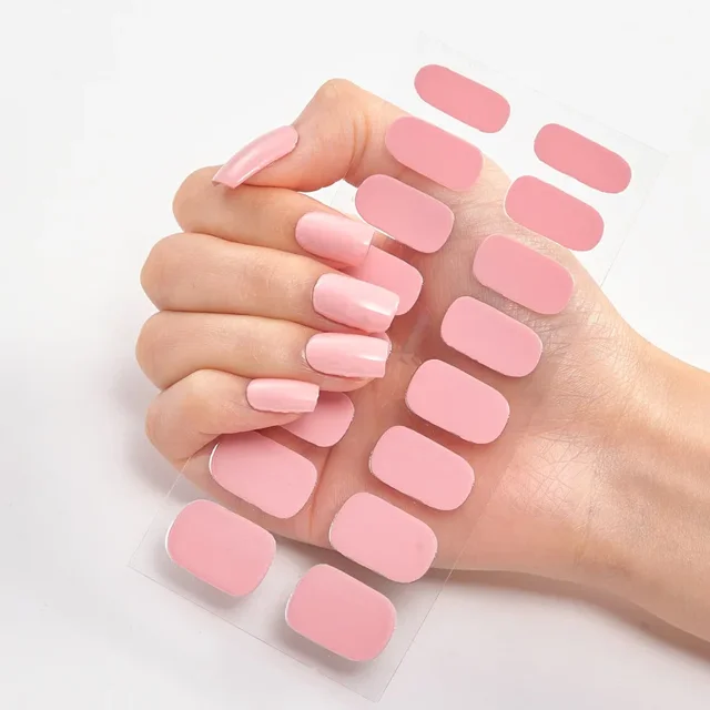 Pegatinas de Gel semicuradas para decoración de uñas, tiras de uñas de crema de larga duración, parche deslizante, lámpara UV, calcomanía curada, blanco puro, negro, desnudo, 1 unidad