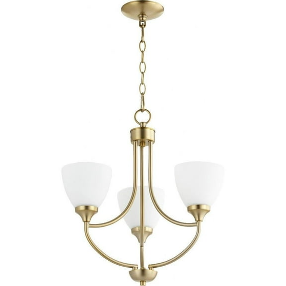 Transitional Three Light Chandelier-Aged Brass Finish-Satin Opal Glass Color Bailey Street Home 183-Bel-2534984