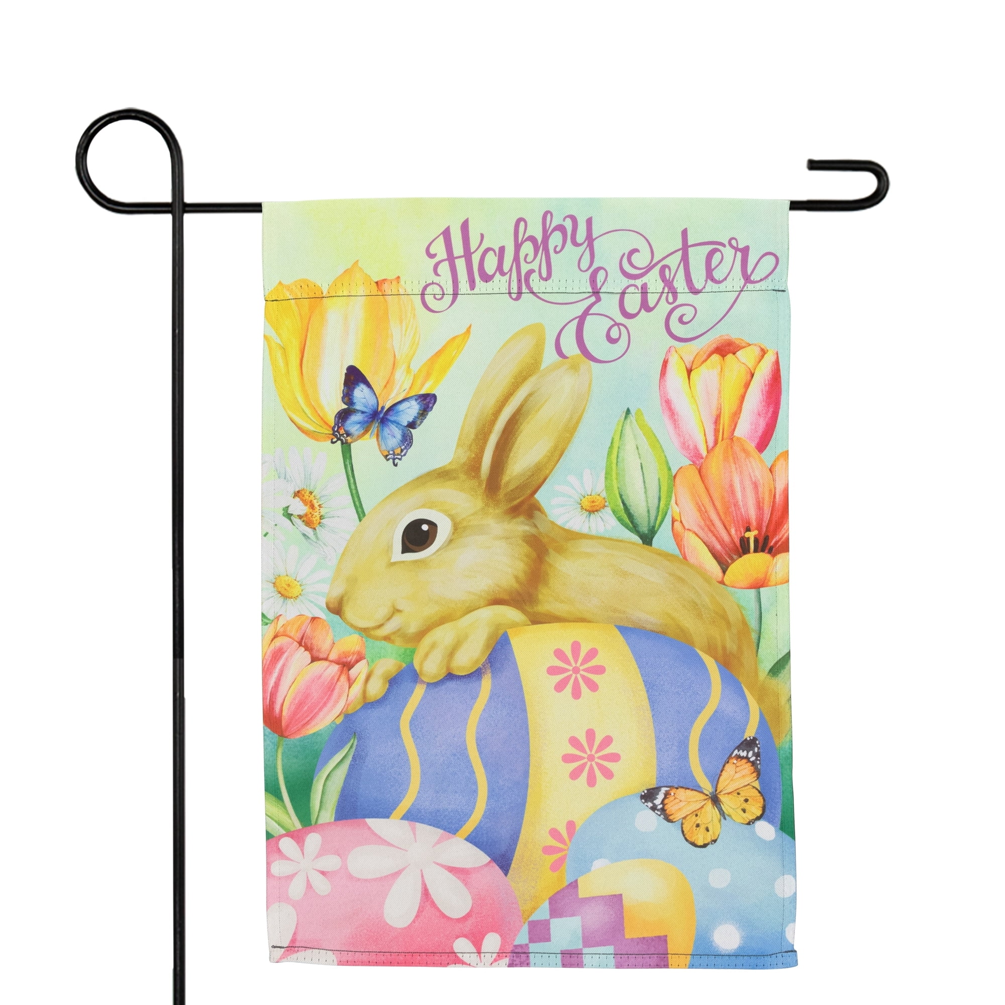 Northlight Bunny and Eggs "Happy Easter" Outdoor Garden Flag 18" x 12.5" - 18" x 12.5"