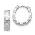 thumbnail image 1 of Quality Gold TF544 14K White Gold Diamond-Cut 4 mm Patterned Hinged Hoop Earrings, 1 of 1