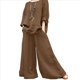 thumbnail image 1 of Conjunto de 2 Piezas de y Algodón para Mujer, Camisa de Larga Extragrande, Pantalones Holgados con Cintura Elástica y 2 Bolsillos. Caqui 5XL, 1 of 3