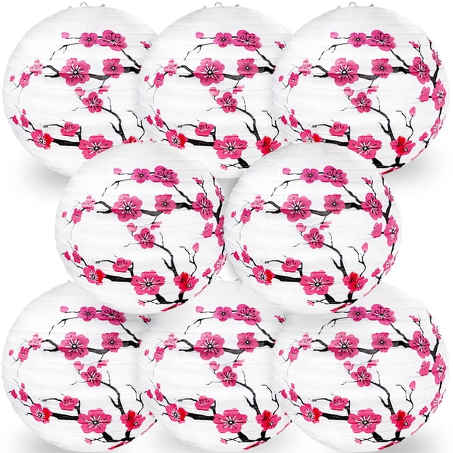 Faroles de papel LYART de 8 piezas con diseño de flor de cerezo