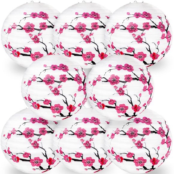 Faroles de papel LYART de 8 piezas con diseño de flor de cerezo