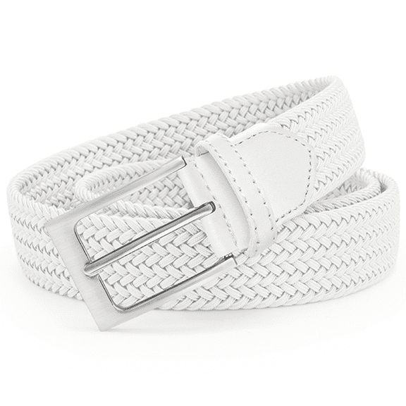 Unbranded Woven Elastic Braided Belt with Metal Buckle White 1 Piece