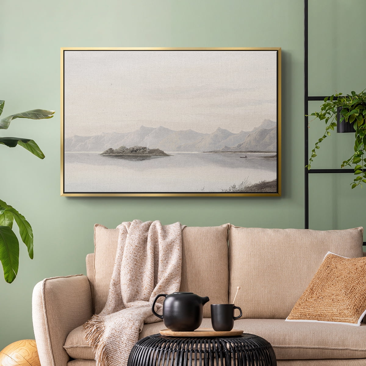 Vintage Landscape-MXI By Wexford Home Framed in Gold Wood Gallery Wrapped Canvas 25 in. x 37 in.