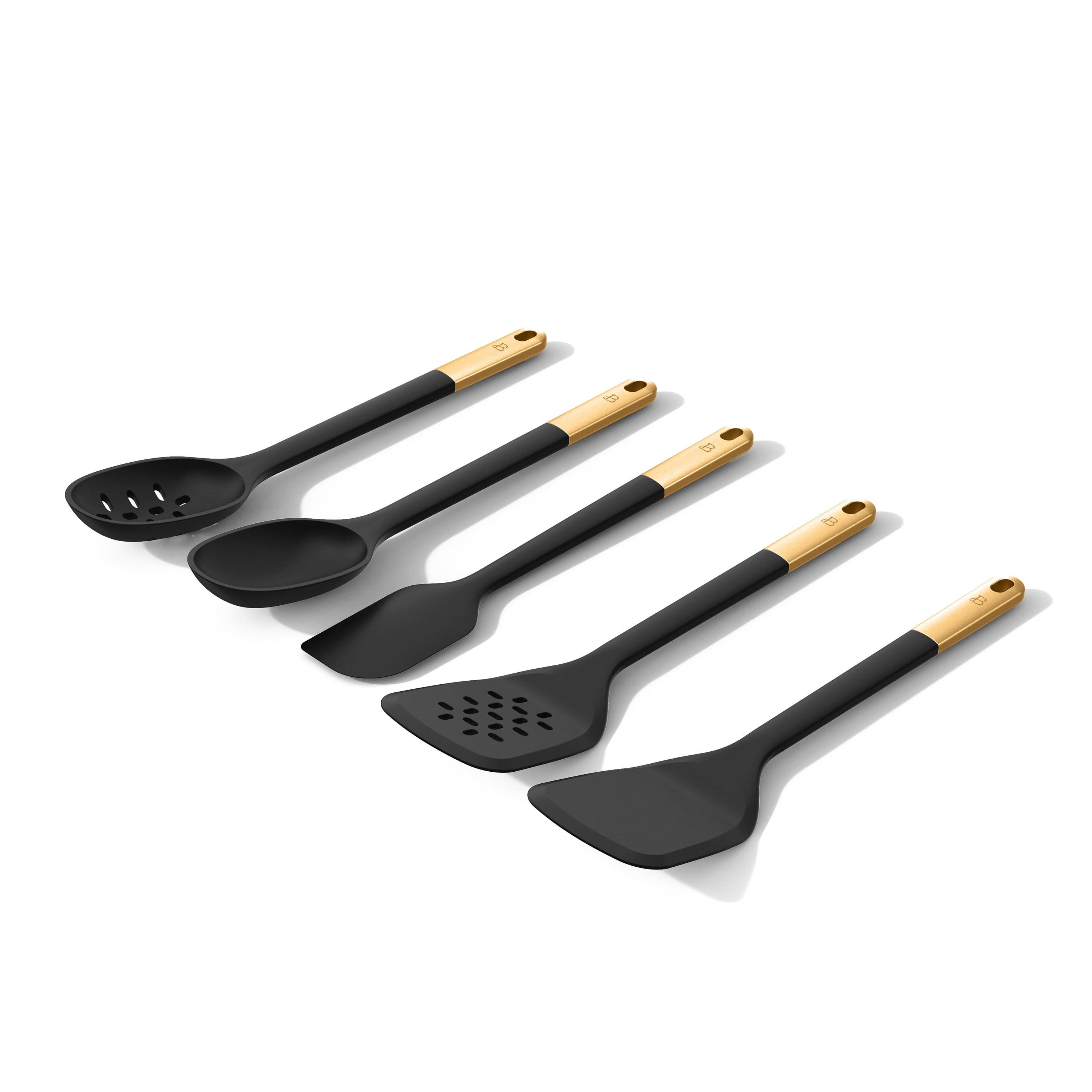 Beautiful 6-Piece Silicone Tool Set with Ceramic Crock, Black Sesame by Drew Barrymore