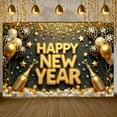 thumbnail image 3 of Gold Theme Happy New Year Banner Shiny Design New Year Banner Star Decor Balloon Pattern Celebration Banner for New Year Party Indoor Decoration Holiday Celebration, 3 of 9