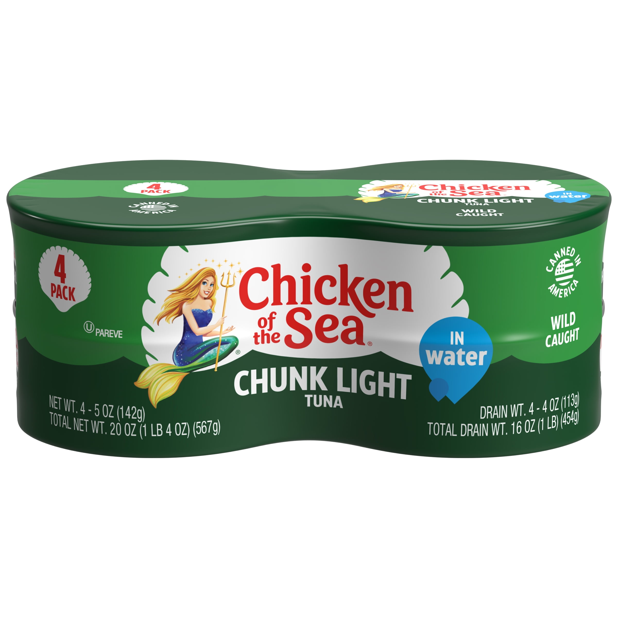 (2 pack) (4 Pack) Chicken of the Sea Chunk Light Tuna in Water, 5 oz