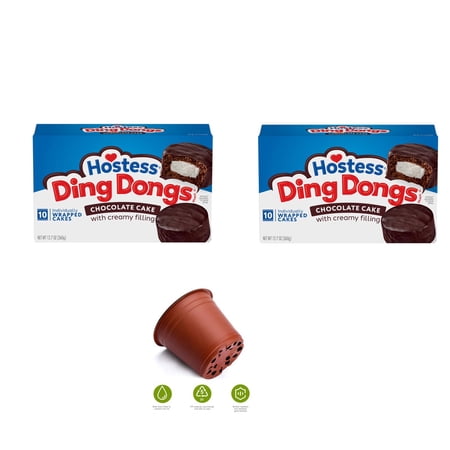 (2 Pack ) Hostess Ding Dongs Snack Cakes, Chocolate Flavor, 12.7 oz ( With Disposable Planter 1 Pot ) Urban Car Gift Pack