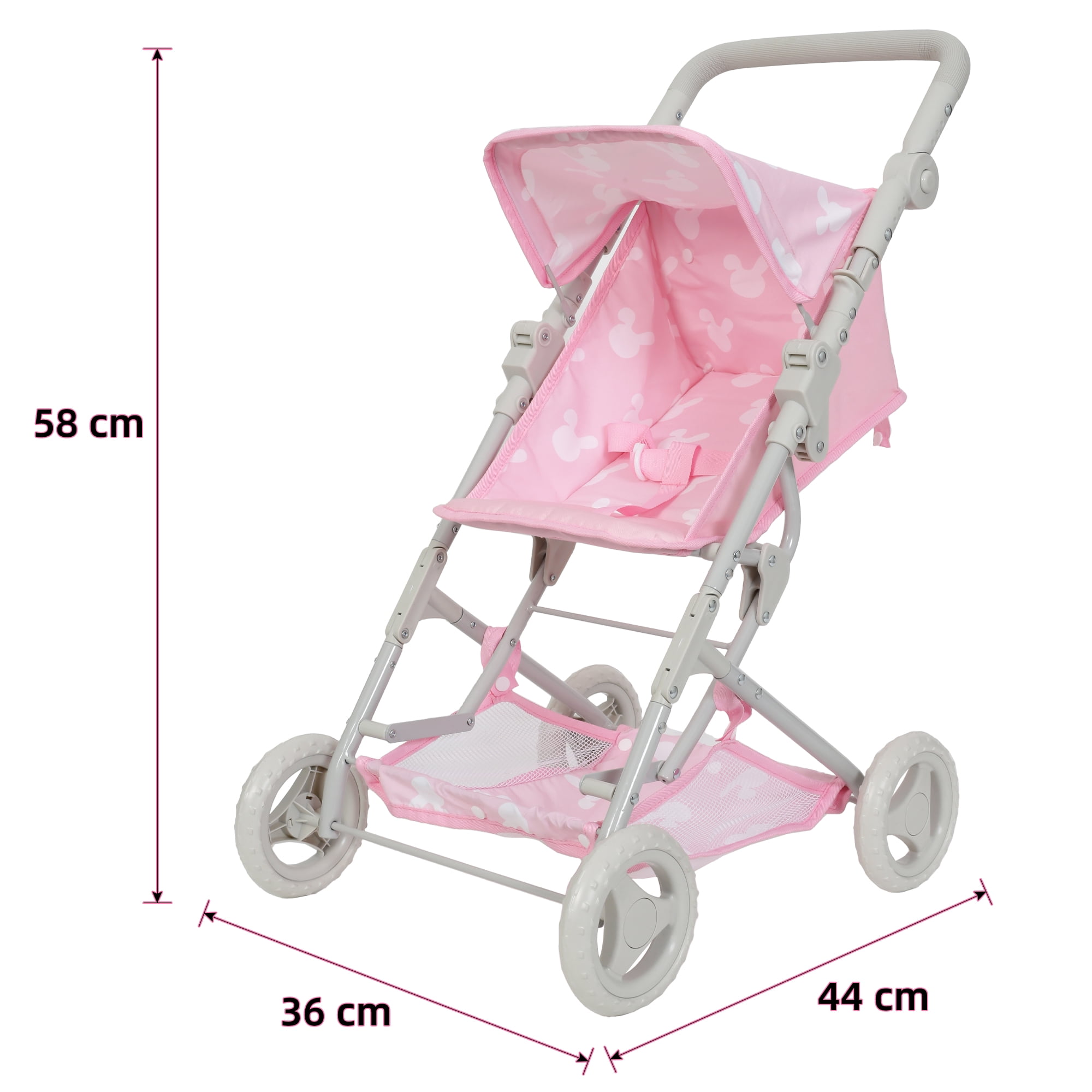 Yexmas Adjustable Doll Stroller, Pink, 18 inches