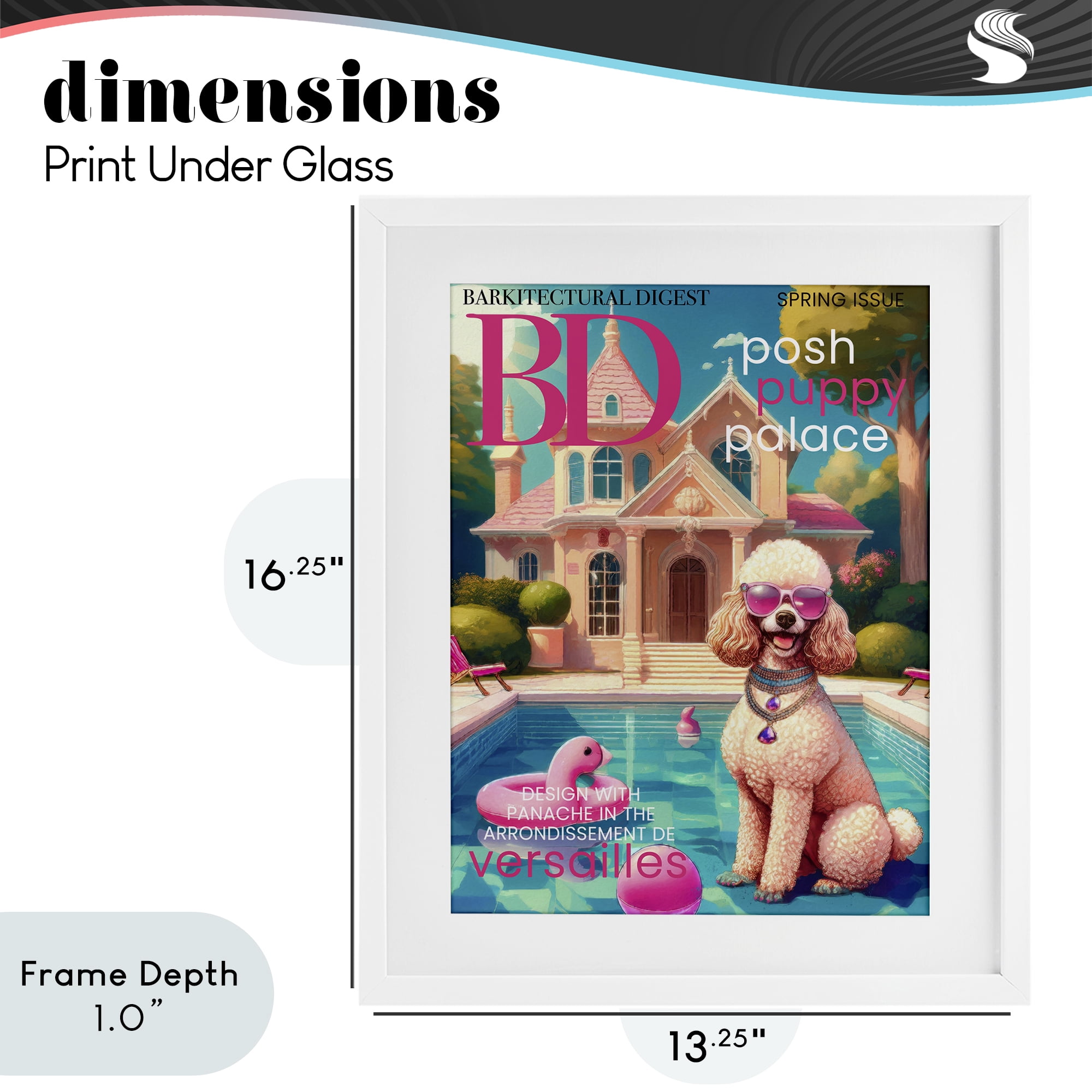 Stupell Industries Poodle Magazine Parody White Framed Print Under Glass, design by Grotto Studios