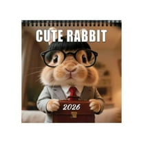 BinKFF 2026 Wall Calendar,Calendar 2026,Rabbit Monthly Wall Calendar with 12 Themed Illustrations, 7.5" x 10.2" Open,Family Planner Calendar, Home & Office Organizer,Hangable