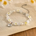thumbnail image 2 of HJJLRH Women's Pearl Beads Beaded White Small Flowers Soft Ceramic Bracelet Stone Love Engraved Bracelet, 2 of 9