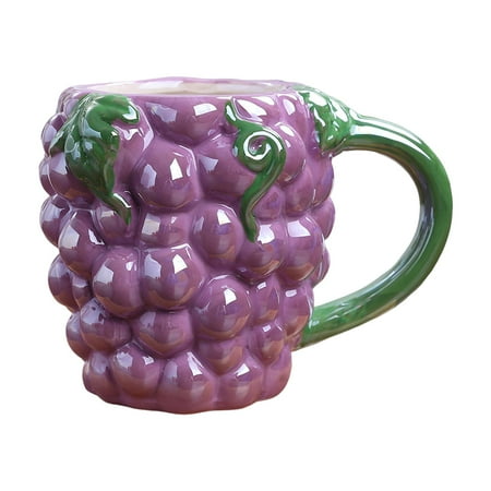 

Cute Ceramic Coffee Mug Water Cups Reusable with Handle Durable Container Milk Cups Porcelain Morning Cup for Festivals Housewarming Kitchen Grape