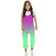 thumbnail image 5 of MKOSPLRT One Piece Jumpsuits for Girl 5-14 Years Adjustable Spaghetti Strap Romper Long Pants Sleeveless Gradient Harem Jumpers with Pocket, 5 of 7