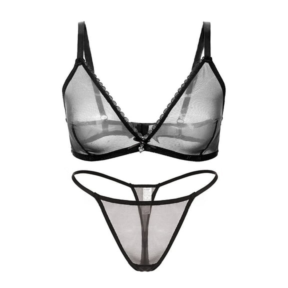 Varsbaby Women's Wire Free Bra Underwear and G-string Lingerie Set