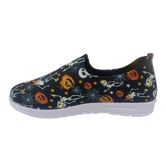 YLYL Women's Halloween Canvas Sneakers 2025 Skeleton Pumpkin Printed Low Top Lace up Slip-On Casual Flat Walking Shoes