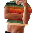 thumbnail image 7 of Cleaning Mens Cropped Tee Shirts Striped Trends T-Shirt Crew Neck Tees Short Sleeve Tops Ultra Soft Athletic Stretch T Shirts Trends Lightweight Blouses Workout Running Golf Clothes, 7 of 7