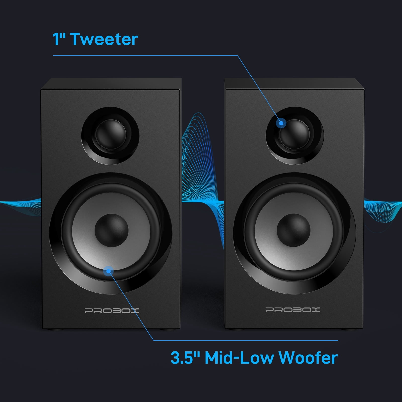 BT16 Active Bookshelf Speakers 3.5" Woofer with 1" Tweeter, 60W RMS-Bluetooth 5.3, Built-in 24bit DAC Dynamic 3D 2.0 Surround Sound, Computer Gaming PC Speakers - Black