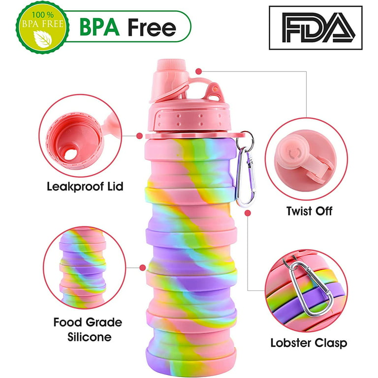 Rainbow Collapsible Sports Water Bottle For Kids,students