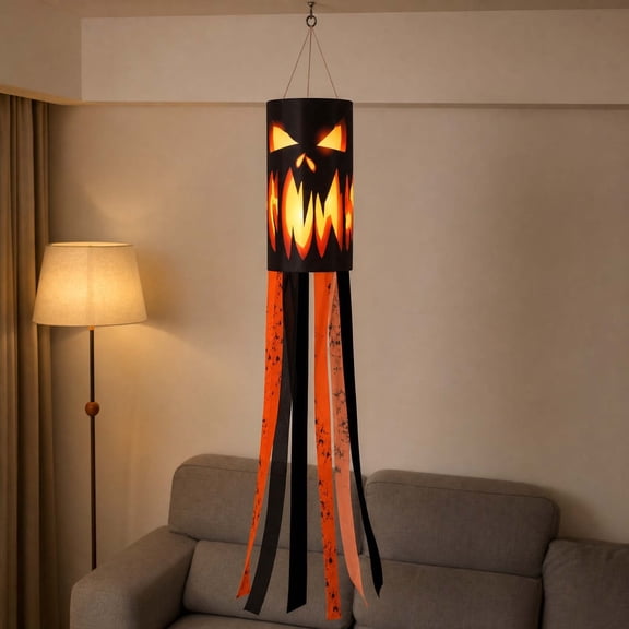 HHJZPR Halloween Jack-O'-Lantern Windsock, 40" Outdoor Hanging Flag with Scary Pumpkin Face