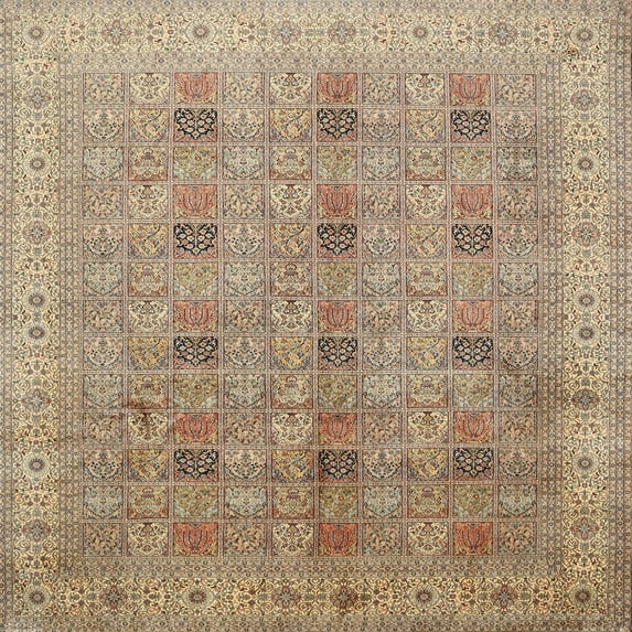 Ahgly Company Indoor Square Traditional Sienna Brown Persian Area Rugs, 6' Square