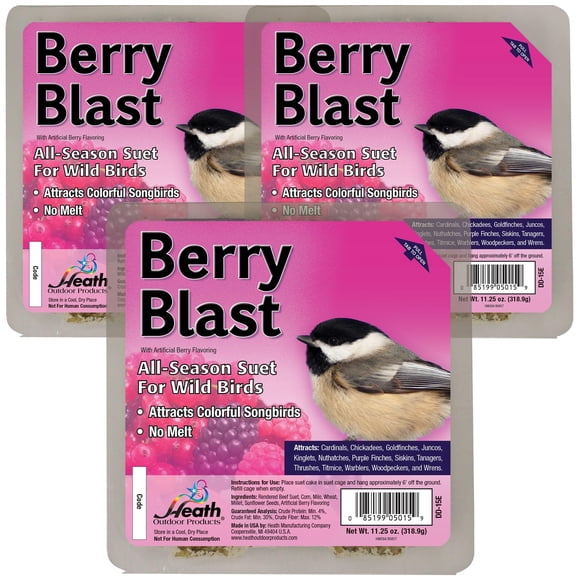 Pasteles de sebo para aves Berry Blast de Heath Outdoor Products, paquete de 3