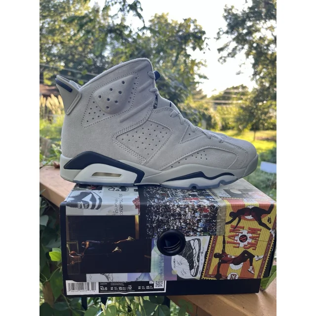 Ni - ke Air Jordan Retro 6 Georgetown DS Size 12 Magnet College Navy Grey