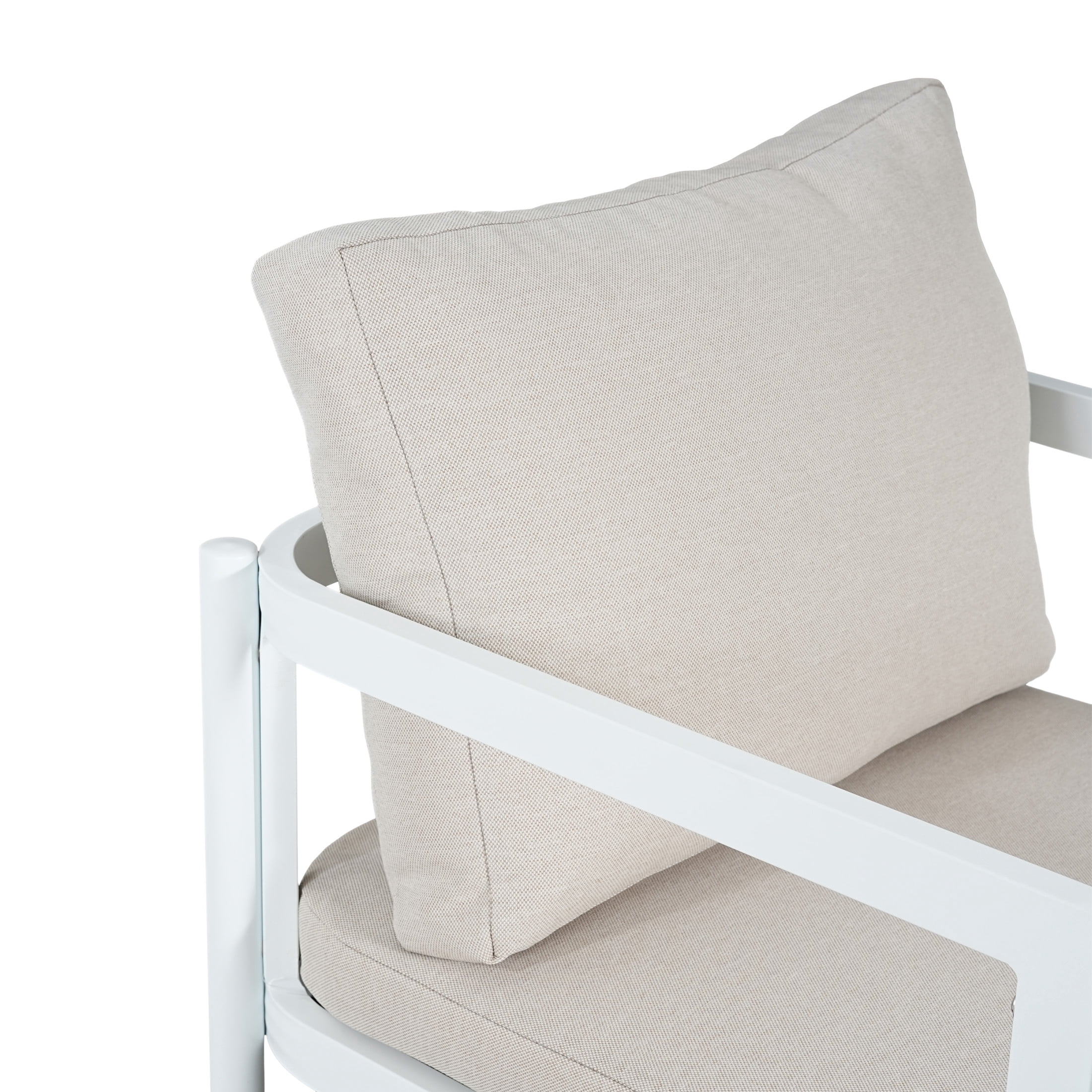 Christopher Knight Home Outdoor Dining Chair, All-Weather Aluminum Frame with Cushions, White+Beige, Set of 2