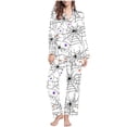 thumbnail image 3 of Feancey Womens Halloween Pajama Pant Sets Long Sleeve Button Down Sleepwear 2 Piece Set Holiday Novelty Print Pjs Two Piece Loungewear White S, 3 of 7
