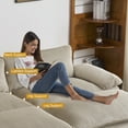 thumbnail image 4 of Ktaxon Corduroy Sofa Bed with Removable Ottoman, 90" Oversized Loveseat with Double Layer Cushions, Pillow Arms, Wood-Grain Legs for Living Room Bedroom Khaki, 4 of 9