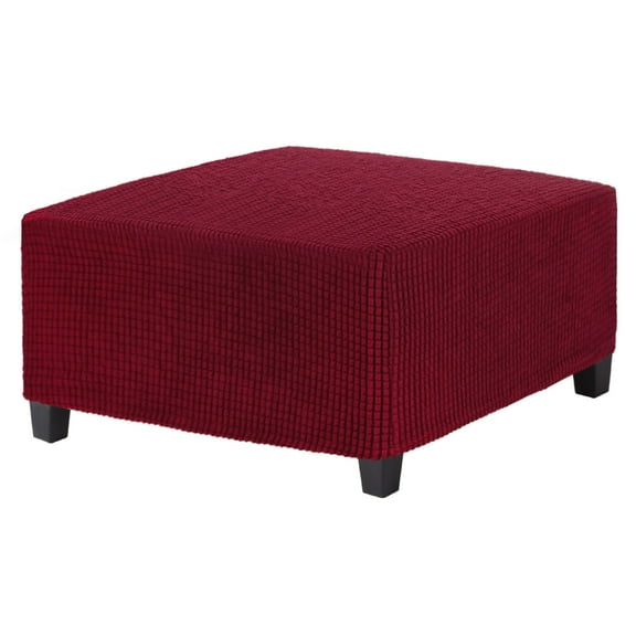 Uxcell 31" x 31" x 15" Stretch Square Ottoman Cover Fabric Ottoman Slipcovers Footstool Protector for Furniture/Living Room/Indoor [Wine]