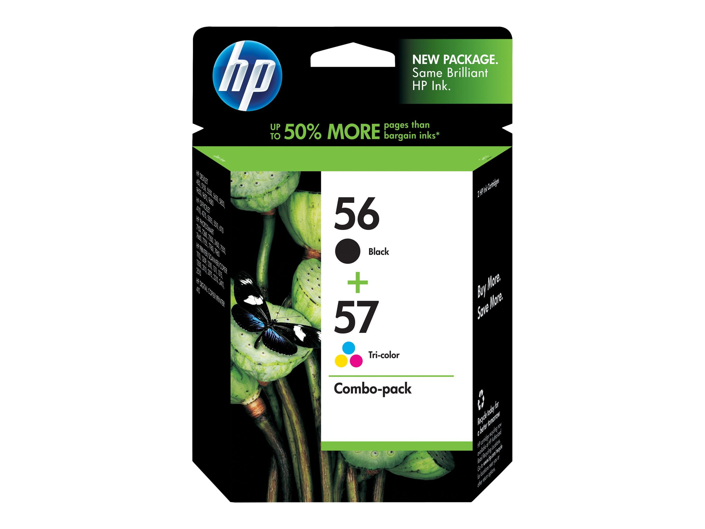 HP 56/57 Combo Pack - - black, color (cyan, yellow) - original - ink cartridge - Deskjet 51XX; Officejet 41XX, Photosmart 7150, 73XX, 7550; psc 1110, 12XX, 13XX - Walmart.com