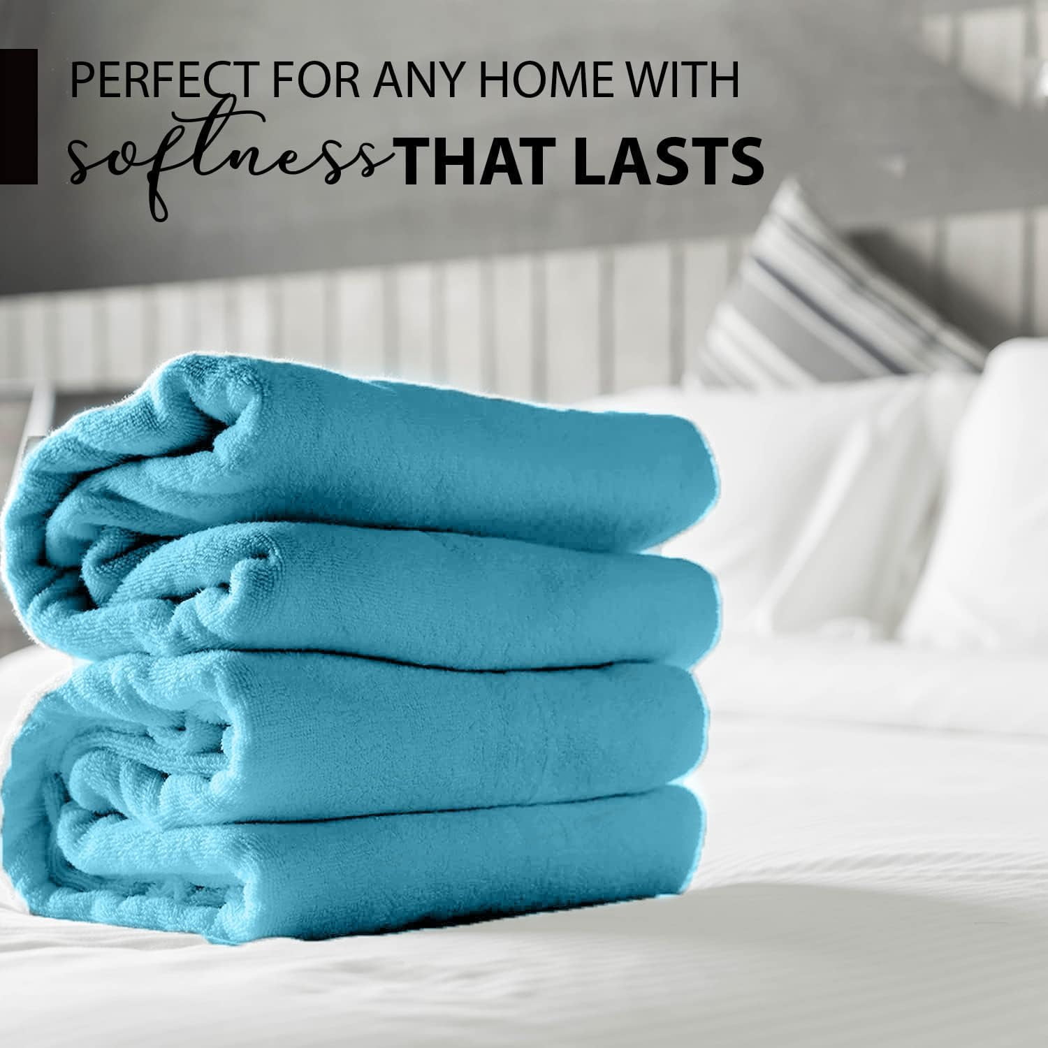 KAHAF COLLECTION 100% Cotton Bath Towels, 24x48 Pack of 6 Towels, Quick Dry, Highly Absorbent, Soft Feel Towel, Gym, Spa, Bathroom, Shower, Pool, Luxury Soft Towels (Aqua, 24x48-6 Pack)