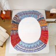 thumbnail image 5 of Feelyou Vintage Aztec Triangle Full Size Sheets for Women, Red Blue Abstract Bed Sheets, Western Bohemian Style Sheet Sets, Luxury Bedroom Decor, 4pcs, 5 of 7