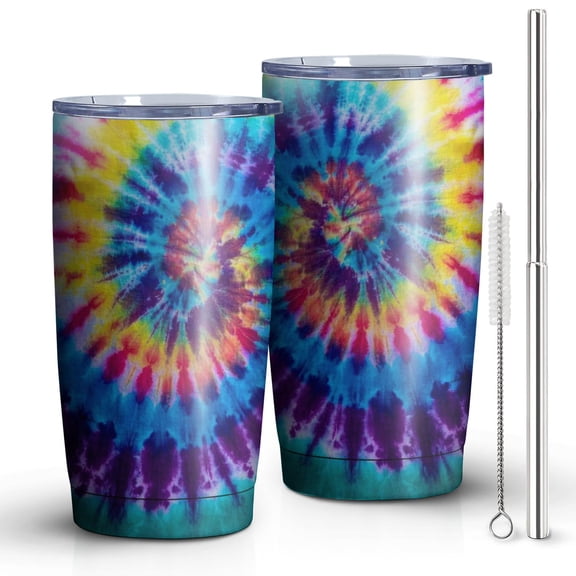 20oz Tumbler with Lid and Straw Stainless Colorful Rainbow Steel Vacuum Insulated Water Coffee Tumbler Cup, Double Wall Vacuum Insulated Travel Mug Reusable Tumblers for Ice Drinks, Hot Beverage