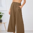 thumbnail image 4 of Pantalón De Pierna Ancha Pantalones de salón para mujer Cintura elástica Estilo casual para mujer Traje diario (Marrón XXXL) Cgtredaw Para estrenar, 4 of 6