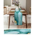 thumbnail image 3 of Ldtrchee Teal Marble Table Runner 108 Inches, Golden Ink Painting Abstract Art Bed Runner Dresser Scarves Tabletop for Indoor Outdoor Parties/Ceremony/Banquet, 13"x 108", 3 of 8