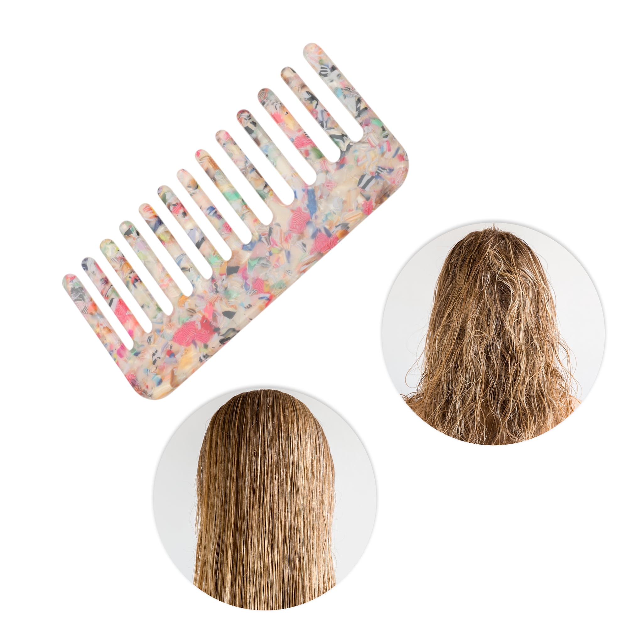Unique Bargains 1 Pc Vintage Portable Wide Tooth Comb for All Hair Types Colorful