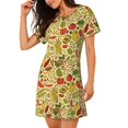 thumbnail image 2 of Fotbe Fruits And Vegetables Bata de Dormir para Mujer con Estampado, Camisón de Algodón de Manga Corta, Ropa de Dormir Casual, 2 of 6