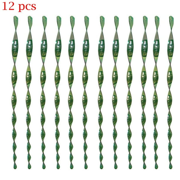 BCLONG 12 pcs Bird Repellent Wind Twisting Scare Rods Reflective Spiral