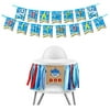 7 Colors Kids Baby Shark 1st Birthday Party Decoration Pack Includes 1 Baby High Chair Ribbon Banner and 1 Shark Baby Happy Birthday Banner Shark Themed First Birthday Party Supplies…