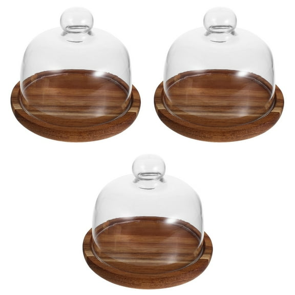 3 Pieces Mini Cake Stand with Dome Pan Cupcake Display Dessert Serving Tray