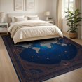 thumbnail image 3 of ODIKA 8'x10' Washable Area Rug Non-Slip Chair-Friendly Mat Planetary Galaxy Continent Motif Circles Continents Round Map Refined for Dining Room, Large Office, Lounge, 3 of 7