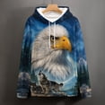 thumbnail image 5 of LAOLIUSN Men’s Wildlife All Over Print Hoodie, Bald Eagle Head & Wolf Pack Graphic, Nature Forest Mountain Design, 88% Polyester 12% Spandex,2XL, 5 of 7