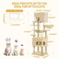 thumbnail image 3 of Cat Tree, 70.1‑Inch Tall Multi‑Level Cat Tower for Indoor Cats with Scratching Posts, Large Platform, Cat Caves and Basket, Beige, 3 of 7