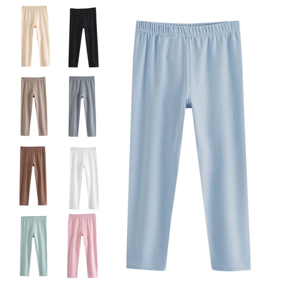 Crunowin Girls And Boys Casual Sleep Pants, Sporty Elastic Waist Cotton Spring Fall Pants Beige 6-7 T